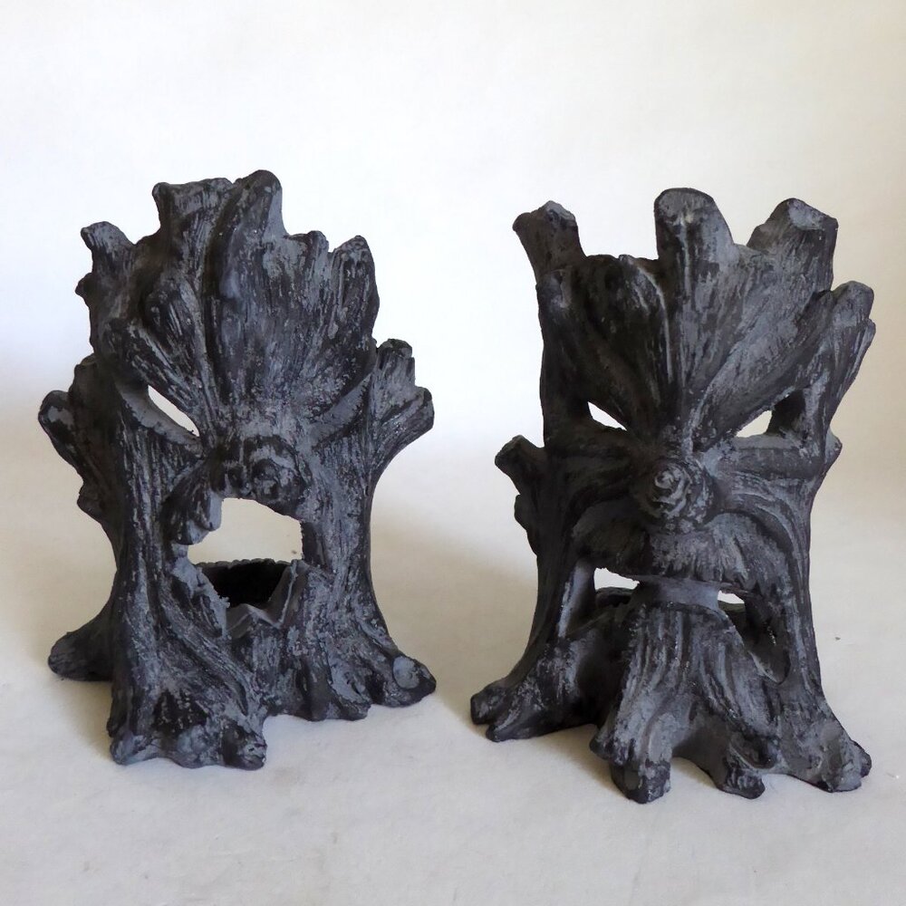 NEW 6.25” HALLOWEEN CREEPY SPOOKY FACE TREE TRUCK CANDLE HOLDER SET